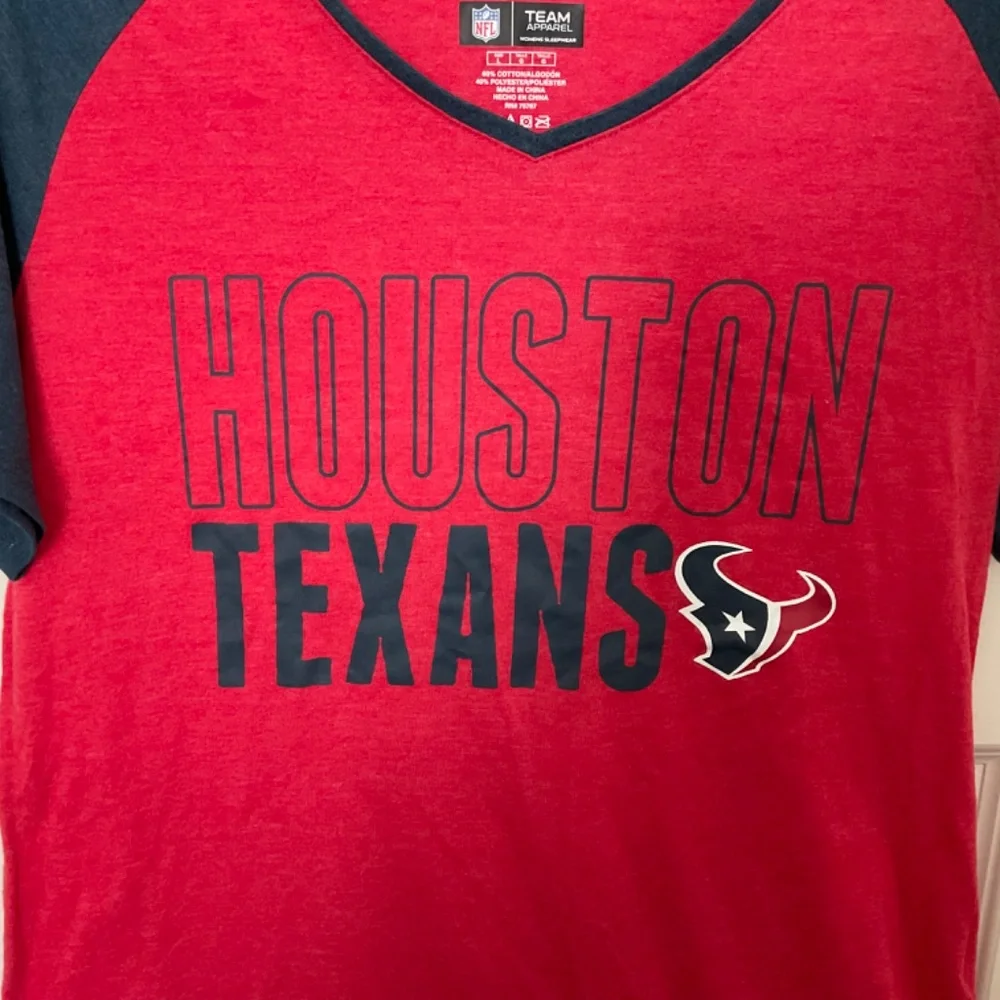 NFL Houston Texans Raglan V-Neck Knit Nightshirt - Red‎ and Blue - Size Large